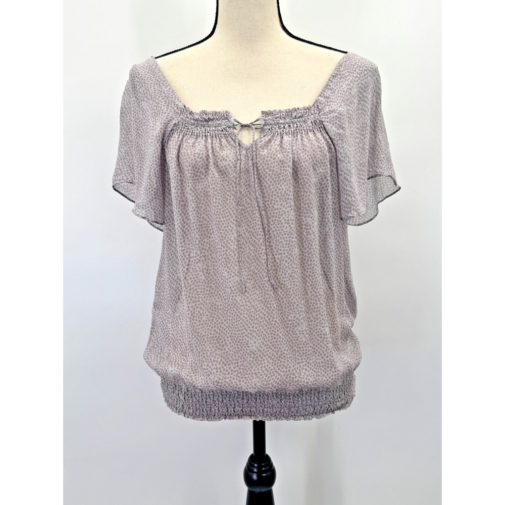 VTG Y2K Massimo Dutti Leopard Cheetah Sheer Silk Top Small Chiffon Cinched Waist